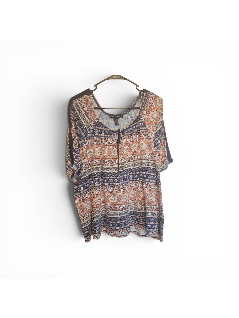 French Laundry Patterned Short Sleeve Blouse